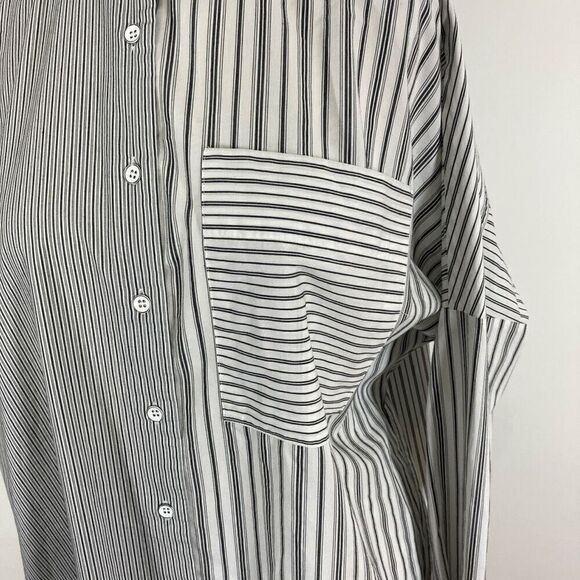 Urban Outfitters S Gray Pinstripe Big Shirt Button Down Retro  Work Fits M L XL - Picture 7 of 9